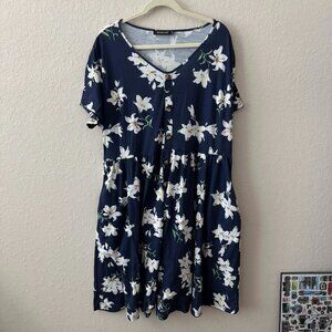 Navy and white floral dress